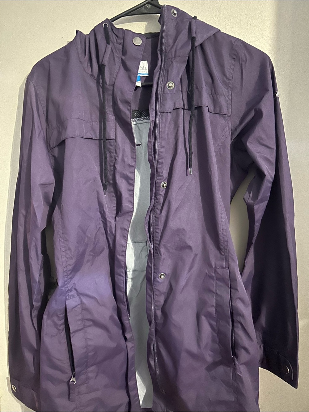 Women's Purple Hooded Trench Coat - Lightweight Rain Shell